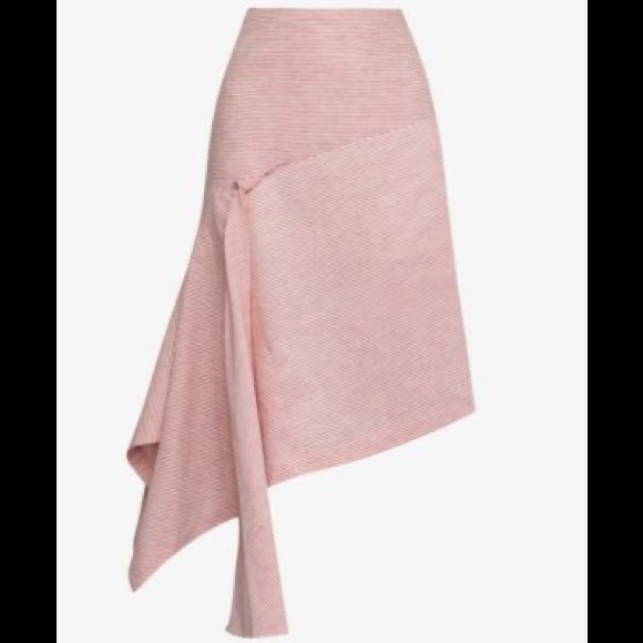 BCBGMAXAZRIA Pinstriped Asymmetric Skirt In Lipstick Red - Picture 2 of 6